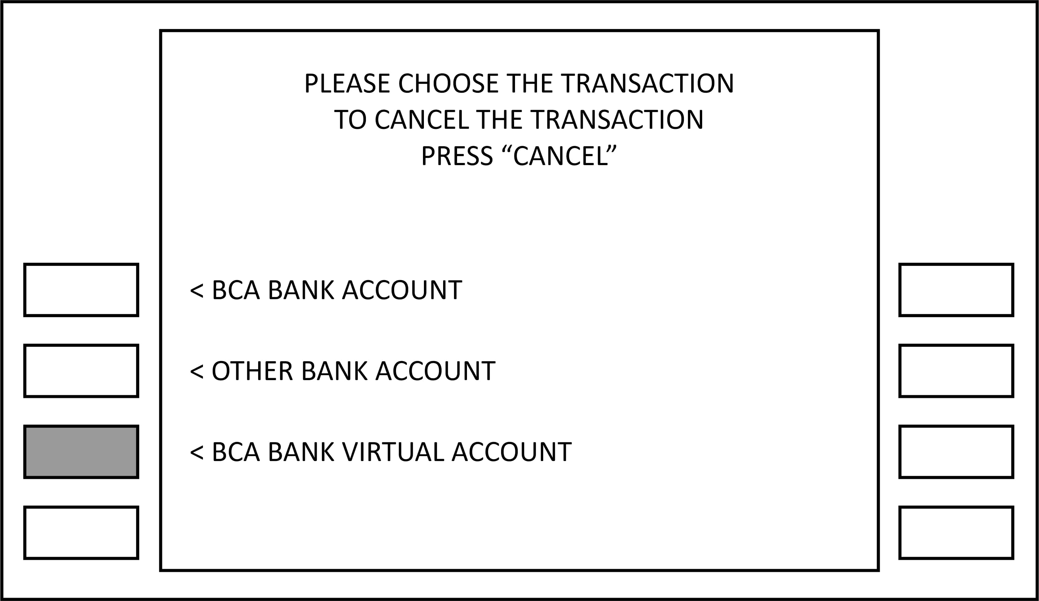 payment via bca atm machine step 3