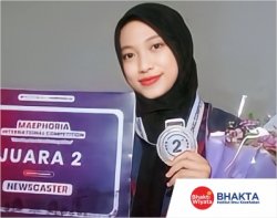 D3 Midwifery student, Dinda Risquina Wilujeng, achieved the 2nd place in the News Caster category at the Maephoria International Competition on June 30, 2023.