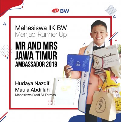 Mahasiswa IIK BW Menjadi Runner-Up Ajang Pemilihan Mr and Mrs Jawa Timur Ambassador 2019 